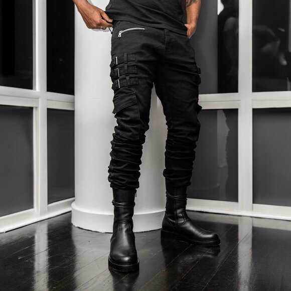 AKINGS Black Omari Stacked Jeans - Picture 7 of 12